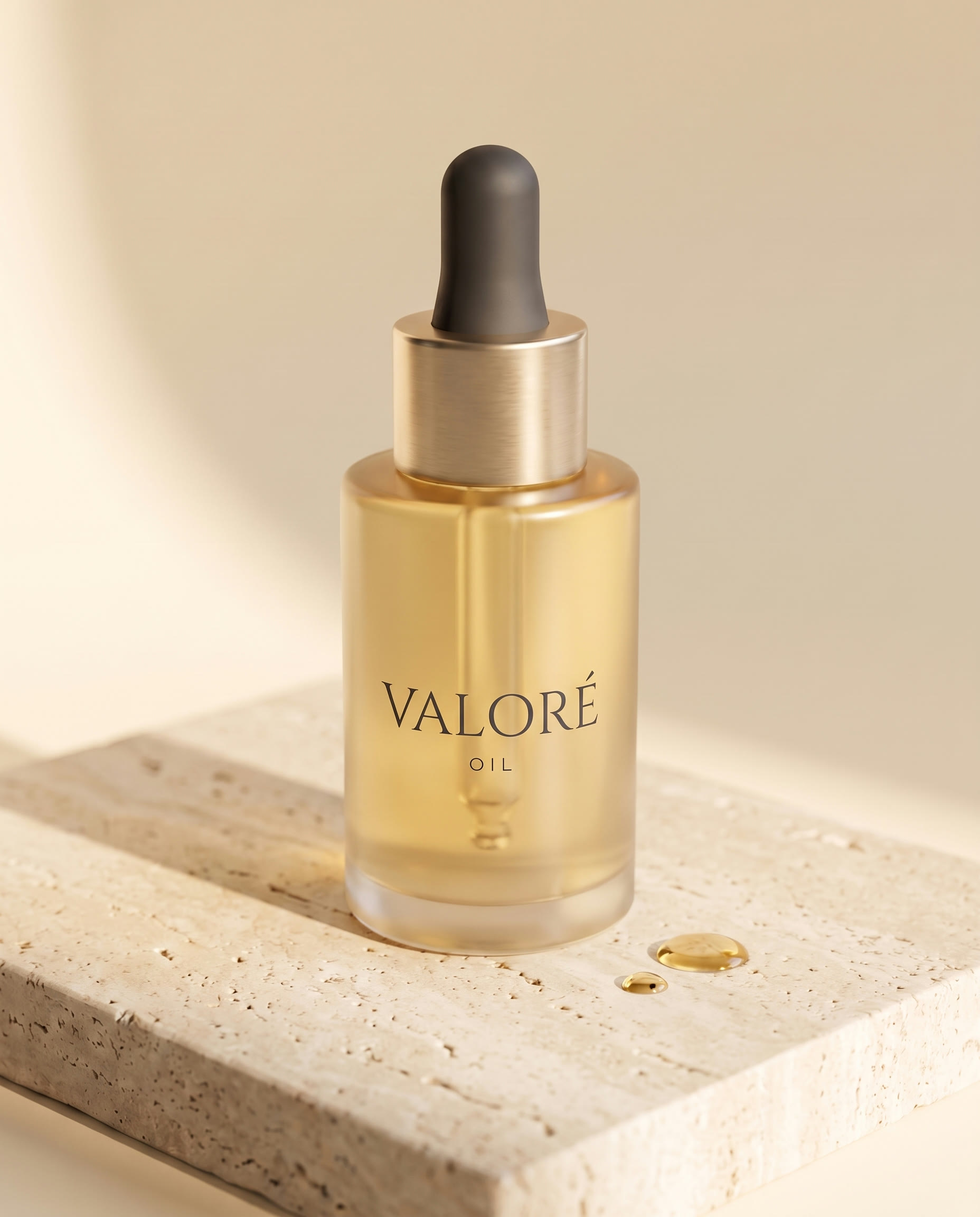 Valoré Oil on a travertine block in morning light